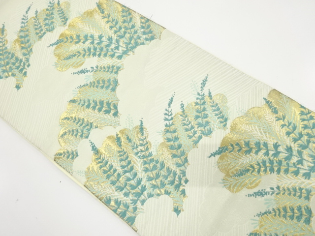 JAPANESE KIMONO / ANTIQUE FUKURO OBI / WOVEN CLOUD & FLOWER